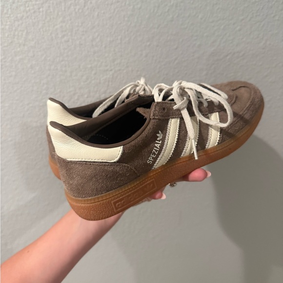 adidas Brown Suede Sneakers with White Stripes - Picture 4 of 7